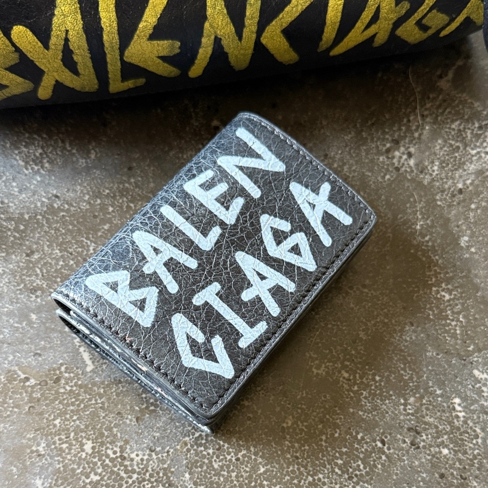 Balenciaga Black and Light Blue Card Holder